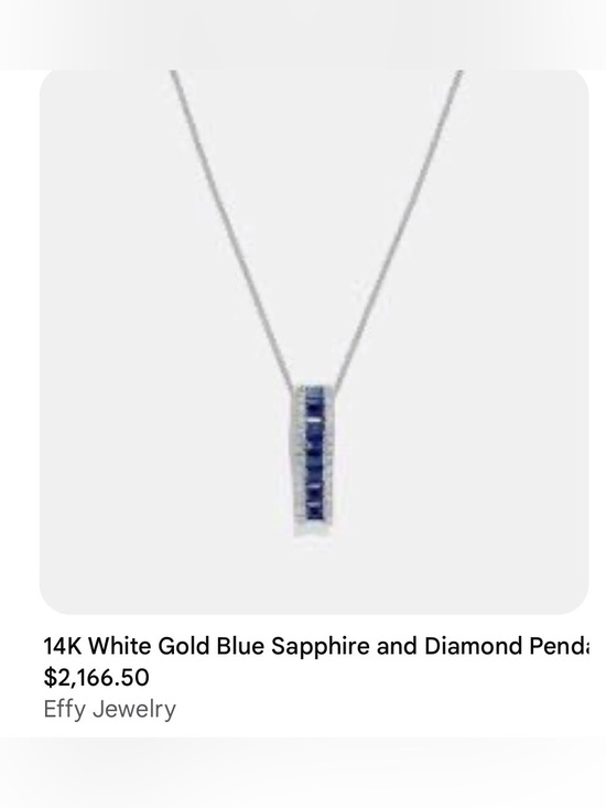 Effy Jewelry - Effy 14K White Gold Blue Sapphire Bar Pendant Necklace